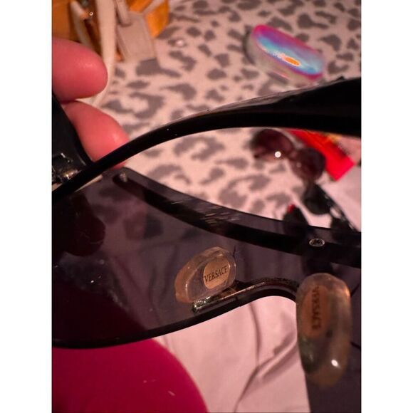 Vintage 1990’s Y2K Versace Sunglasses Black  Oversized shield visor Designer main image 16